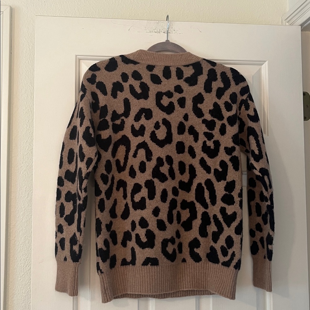 New: J. Crew Black and Brown Leopard Print Sweater - Picture 3 of 3
